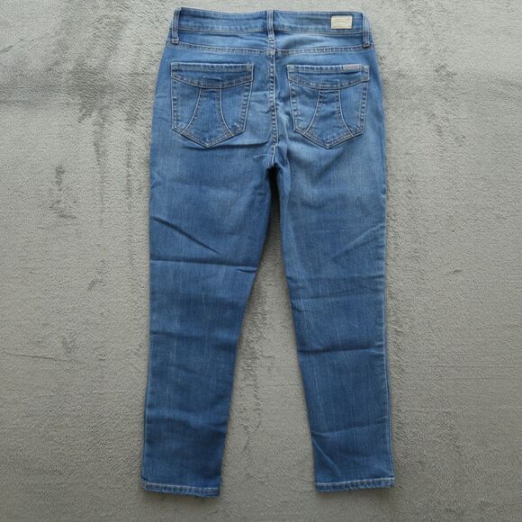 Seven7 Jeans Women's 6 Blue Mid-Rise Straight Crop Denim 24.5" Inseam Distressed - Picture 8 of 16